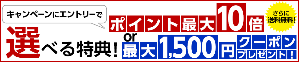 ポイント最大10倍 or 最大1,500円引きクーポンプレゼント